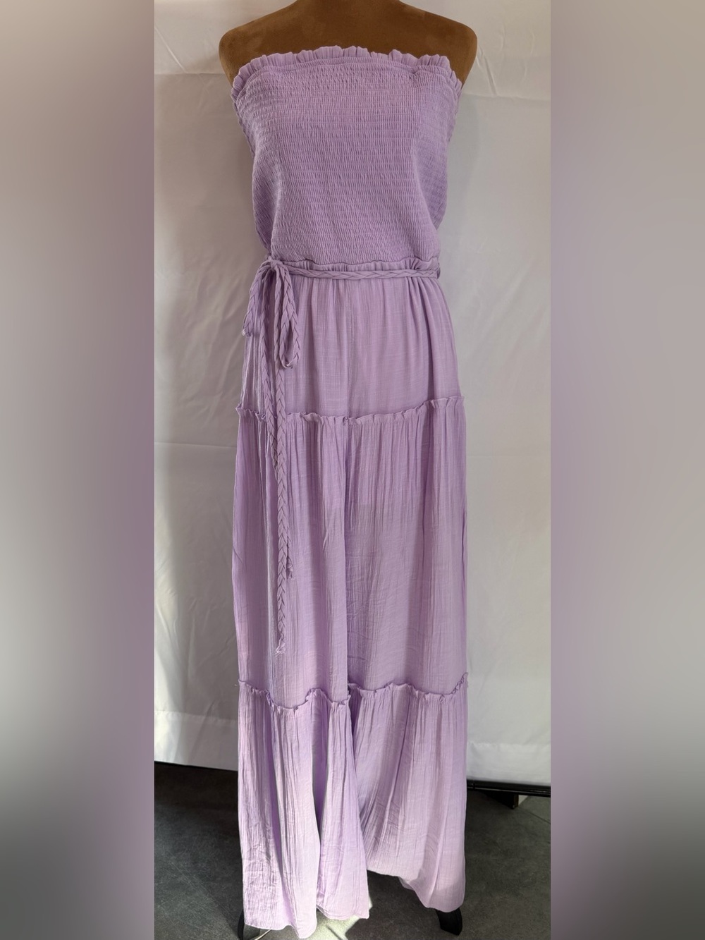 Love Tree Lavender Strapless Jumper w/ Braided Belt Size Large